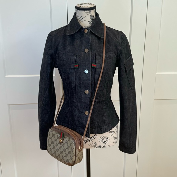 ❌SOLD❌GUCCI Authentic Denim Jean Black Jacket Size Small | 9901566💚 - Picture 16 of 17